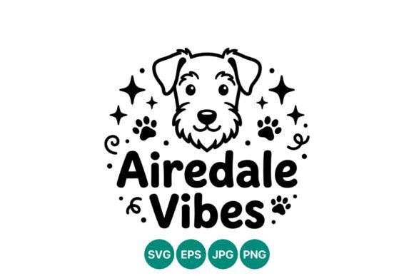 Airedale Dog Vibes Vector Art for Craft Creations