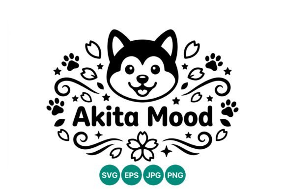 Akita Mood Dog Face Vector: Graphics for Creative Sellers