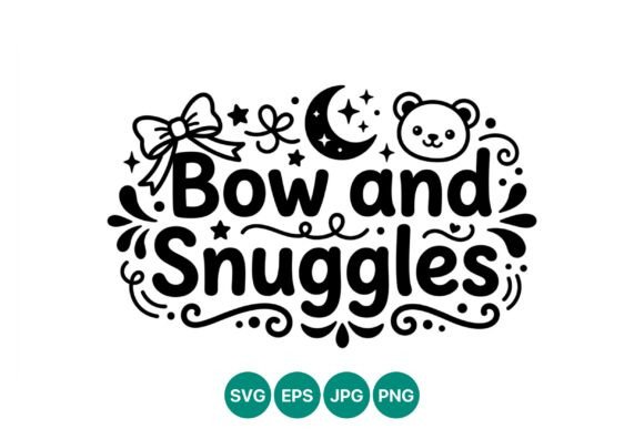 Bow and Snuggles Cute Bear Vector Graphics