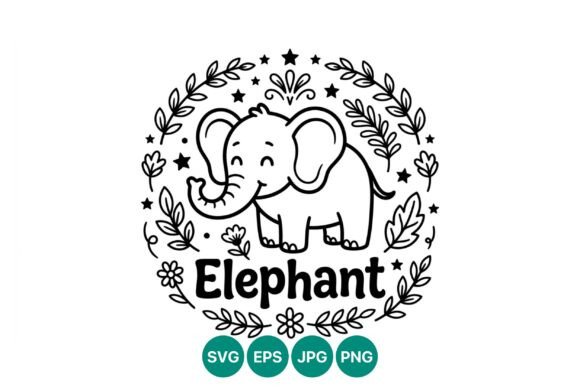 Cute Elephant Line Art Vector: A Versatile Graphic for Local Business Branding