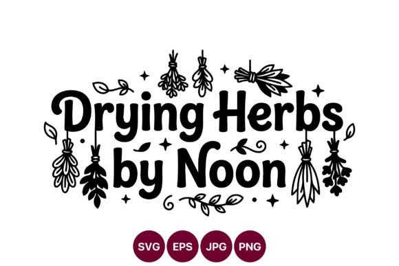 Drying Herbs by Noon Black White Vector Graphics