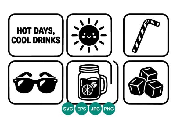 Hot Days Cool Drinks Summer Vector Icons