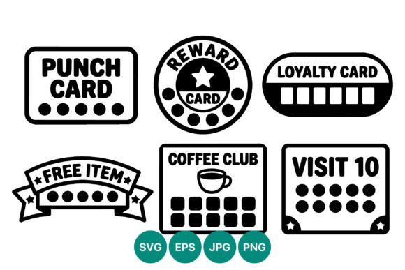 Loyalty Cards Punch Reward Stamps Vector
