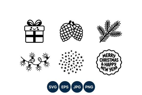 Merry Christmas Happy New Year Holiday Graphics