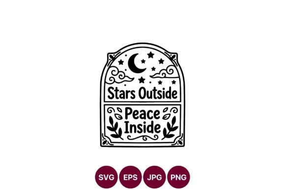 Stars Outside Peace Inside Black White Graphics