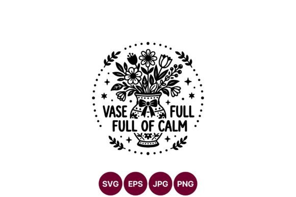 Vase Full of Calm Flower Bouquet Vector Graphics