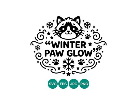 Winter Paw Glow Raccoon Vector Art